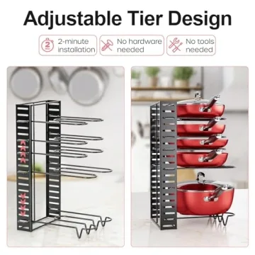 MUDEELA Adjustable Kitchen Pot Organizer Rack for Cabinets