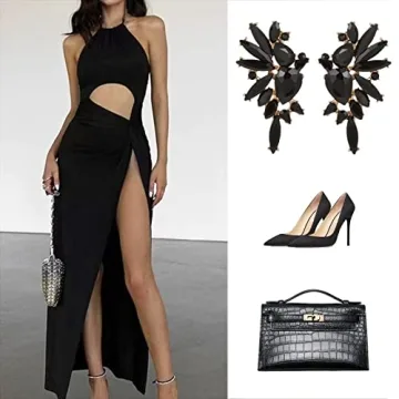 VANGETIMI Rhinestone Statement Earrings for Women