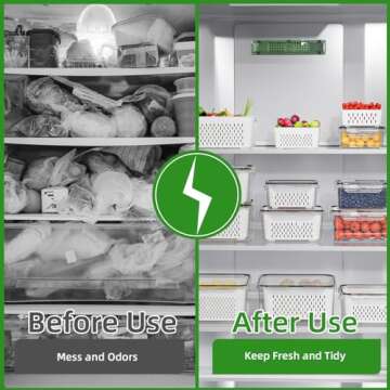 KEMETHY 5 Pack Fruit Storage Containers for Fridge with Removable Colanders - Food Storage Containers with Lids, BPA-Free Produce Containers Keep Fruits, Vegetables, Berry, Meat Fresh Longer