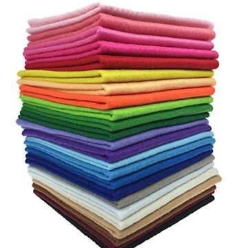 24pcs Thick 1.4mm Soft Felt Fabric Sheet Assorted Color Felt Pack DIY Craft Sewing Squares Nonwoven Patchwork (15 * 15cm)