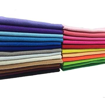 24pcs Thick 1.4mm Soft Felt Fabric Sheet Assorted Color Felt Pack DIY Craft Sewing Squares Nonwoven Patchwork (15 * 15cm)