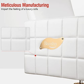 Baasha Premium Gold Salon Chair, Comfortable Salon Chair with Thickened Seat Cushion, Beautiful Design White Styling Chair, 360° Swivel Beauty Hair Stylist White Chair, Weight Capacity Up to 330 lbs