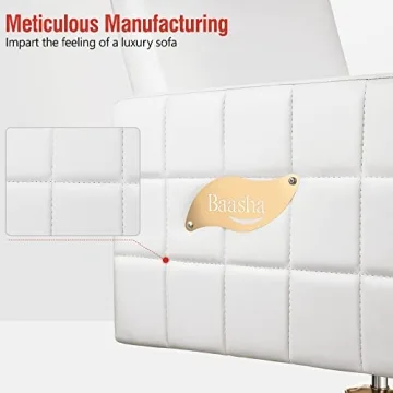 Baasha Premium Gold Salon Chair, Comfortable Salon Chair with Thickened Seat Cushion, Beautiful Design White Styling Chair, 360° Swivel Beauty Hair Stylist White Chair, Weight Capacity Up to 330 lbs