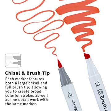 ParKoo 12 Colors Alcohol Brush & Chisel Markers Set