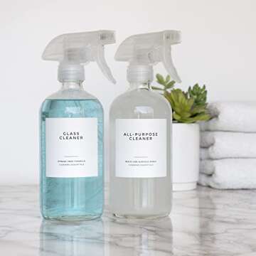 Clean-Modern White Bathroom Labels, Laundry Labels & Cleaning Labels by Paper & Pear - Waterproof La...