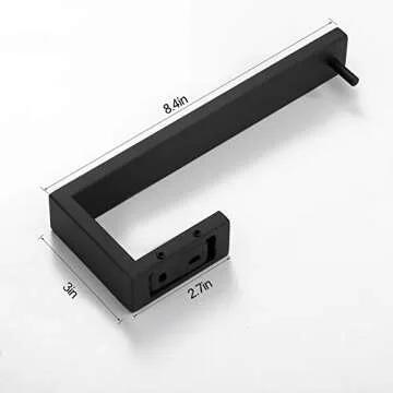 Bathroom Wall Mounted Towel Rail, Pynsseu Matte Black Stainless Steel Towel Rack Holder 1 Pack