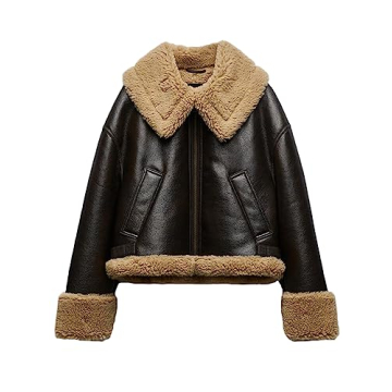 LY VAREY LIN Women Faux Leather Jacket with Faux Fur Lining Warm Winter Biker Coat