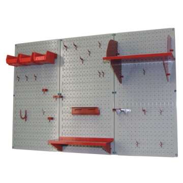 Ultimate Wall Control 4 ft. Metal Pegboard Organizer with Red Accessories for Effortless Tool Storag...