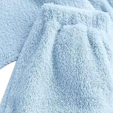 ZAFUL Women's Fuzzy Lounge Casual Pajamas Sets Long Sleeve Fleece Pullover and Pants Set 2 Piece Fluffy Loungewear Sleepwear