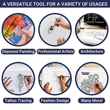 LED Tracing Light Box, Ultra-Thin Light Pad with Adjustable Brightness, Includes USB Cable, Adapter, Tracing Paper, and Clip. Portable Drawing Pad and LED Board for Sketching, Cricut Projects, Art