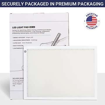 LED Tracing Light Box, Ultra-Thin Light Pad with Adjustable Brightness, Includes USB Cable, Adapter, Tracing Paper, and Clip. Portable Drawing Pad and LED Board for Sketching, Cricut Projects, Art