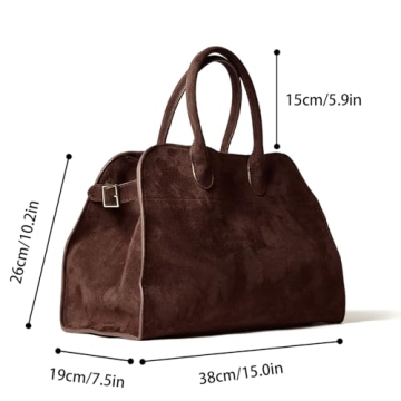 Brown Suede Handbag Tote Hobo Bag for Women 2024, Women'S Top-Handle Handbags, 15” Large Capacity Casual Carry Bag
