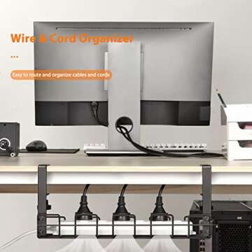 WILLIZTER Under Desk Cable Management Tray Organizer for Cord Wire Desk Table Rack No Drill Installation for Home Office Workstation PC Computer Desktop Laptop