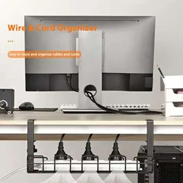 WILLIZTER Under Desk Cable Management Tray Organizer for Cord Wire Desk Table Rack No Drill Installation for Home Office Workstation PC Computer Desktop Laptop