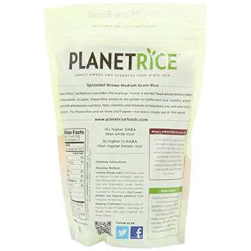 Planet Rice Bulk Sprouted Brown Rice Bulk - Great for Bulk Rice Cooking - Gaba Rice Gluten-Free, Veg...