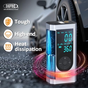 Tire Inflator Portable Air Compressor- BGTEC 150 PSI Cordless Car Tire Air Pump with Gauge & 20000mAh Battery, DC 12V Portable Tire Pump for Car, Bike, Motorcycle Tires, Balls