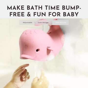 Bath Spout Cover for Bathtub,Baby Shower Protector Cover A Fun Way to Protects Baby from Bumping Head During Bathing Time Cute Soft Whale Design Making for Enjoyable Safe Baths (Pink)