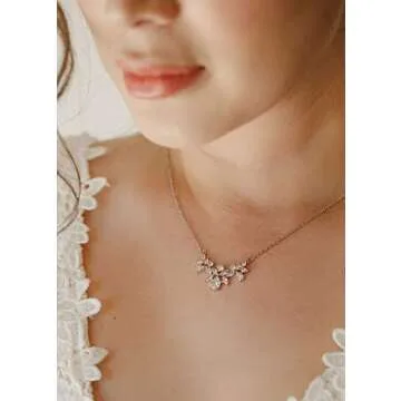 SWEETV Zirconia Wedding Necklace Pendant for Brides