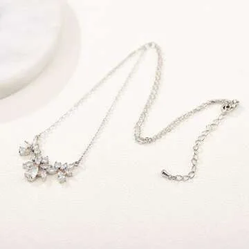SWEETV Zirconia Wedding Necklace Pendant for Brides
