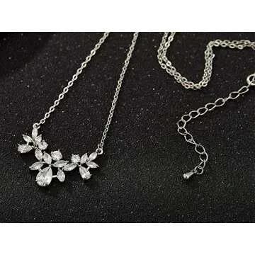 SWEETV Zirconia Wedding Necklace Pendant for Brides