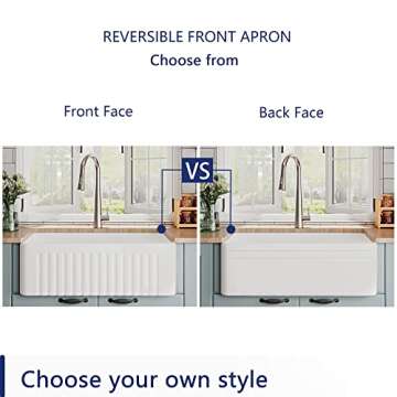 DeerValley Farmhouse Sink 30"x18", 10 inch Deep White Kitchen Sinks, Fireclay Single Bowl Apron Front Lavabos de Cocina with Accessories