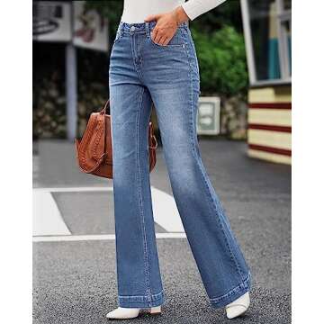 GRAPENT 70s Clothes for Women's Baggy Jeans Women's High Waisted Wide Leg Pants Womens High Waisted ...