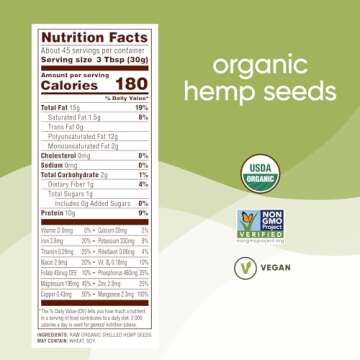 Nutiva Organic Raw Shelled Hemp Seed, 3 Pound, USDA Organic, Non-GMO, Non-BPA, Whole 30 Approved, Ve...