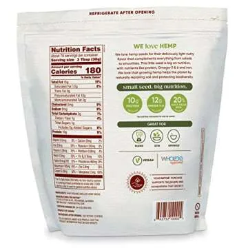 Nutiva Organic Raw Shelled Hemp Seed, 3 Pound, USDA Organic, Non-GMO, Non-BPA, Whole 30 Approved, Vegan, Gluten-Free & Keto, 10g Protein and 12g Omegas per Serving for Salads, Smoothies & More