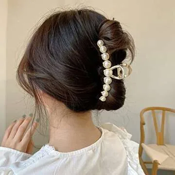 Textention Vintage Pearl Hair Clips for Women - 2 Pack