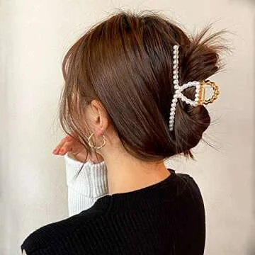 Textention Vintage Pearl Hair Clips for Women - 2 Pack