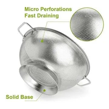 Gulex 3-Quart Stainless Steel Colander for Effortless Straining