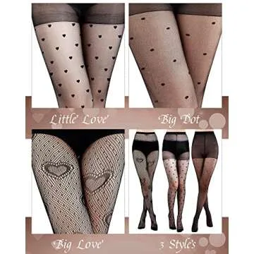 Geyoga 3 Pcs Heart Fishnet Tights for Elegant Style