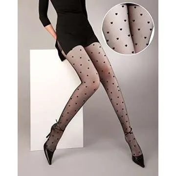 Geyoga 3 Pcs Heart Fishnet Tights for Elegant Style