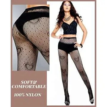 Geyoga 3 Pcs Heart Fishnet Tights for Elegant Style