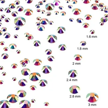 3456 Pcs Iridescent Flat Back Rhinestones for Crafts