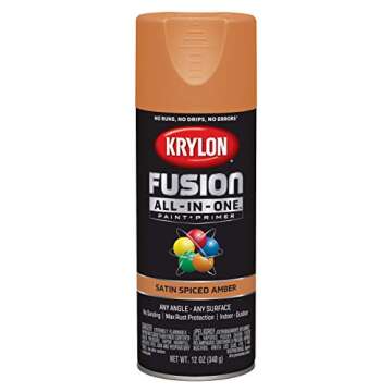 Krylon Fusion All-In-One Adhesive Spray Paint for Indoor/Outdoor Use, 12 oz, Spiced Amber