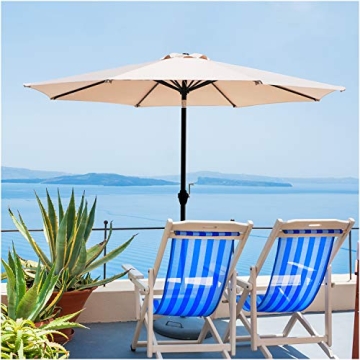 Kamots Beauty Patio Umbrella Outdoor Table Umbrella - 9 FT Patio Umbrella with Push Button Tilt and ...
