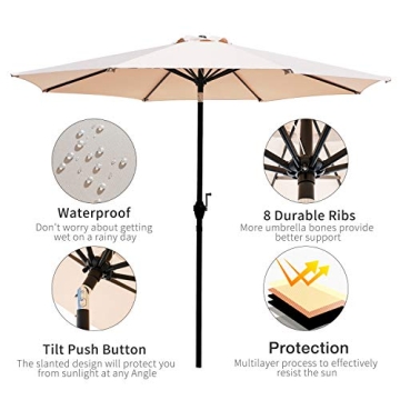 Kamots Beauty 9 FT Patio Umbrella for Outdoor Shade Solutions