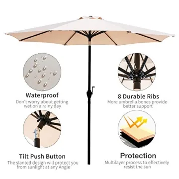 Kamots Beauty 9 FT Patio Umbrella for Outdoor Shade Solutions