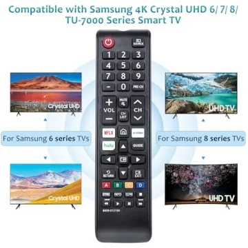 Replacement BN59-01315A BN59-01315J Remote Control Compatible with Samsung 4K Crystal UHD 6/7/8/9/TU-7000 Series Smart TV(BN59-01315E)