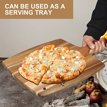 Large Wood Cutting Board with Handle 17"x13" Big Wooden Charcuterie Boards Butcher Blocks Acacia Meat Cutting Boards for Kitchen Bread Cheese Serving Board Carving Chopping Board Charcuterie Board