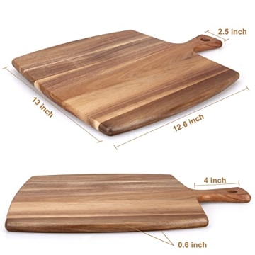 Large Wood Cutting Board with Handle 17"x13" Big Wooden Charcuterie Boards Butcher Blocks Acacia Meat Cutting Boards for Kitchen Bread Cheese Serving Board Carving Chopping Board Charcuterie Board