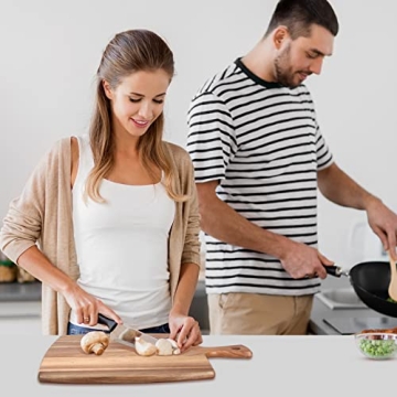 Large Wood Cutting Board with Handle 17"x13" Big Wooden Charcuterie Boards Butcher Blocks Acacia Meat Cutting Boards for Kitchen Bread Cheese Serving Board Carving Chopping Board Charcuterie Board