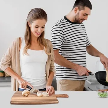 Large Wood Cutting Board with Handle 17"x13" Big Wooden Charcuterie Boards Butcher Blocks Acacia Meat Cutting Boards for Kitchen Bread Cheese Serving Board Carving Chopping Board Charcuterie Board