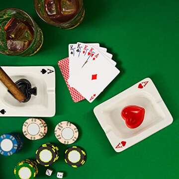 Amylove 2 Pcs Cool Ashtray Creative Poker Ceramic Cigarette Ashtray for Stoners Ceramic Poker Cigarette Accessories for Home Office Stoner Room Decor Men Women Gift Supplies
