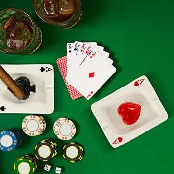 Amylove 2 Pcs Cool Ashtray Creative Poker Ceramic Cigarette Ashtray for Stoners Ceramic Poker Cigarette Accessories for Home Office Stoner Room Decor Men Women Gift Supplies