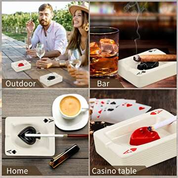 Amylove 2 Pcs Cool Ashtray Creative Poker Ceramic Cigarette Ashtray for Stoners Ceramic Poker Cigarette Accessories for Home Office Stoner Room Decor Men Women Gift Supplies