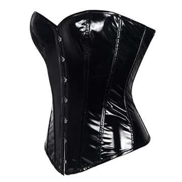 SAYFUT PVC Leather Steampunk Gothic Wasit Trainer Overbust Corset Bustier M