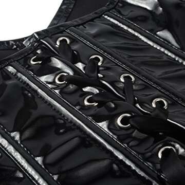 SAYFUT PVC Leather Steampunk Gothic Wasit Trainer Overbust Corset Bustier M