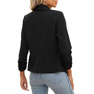 POGTMM Women 3/4 Sleeve Blazer Open Front Cardigan Jacket Work Office Blazer
